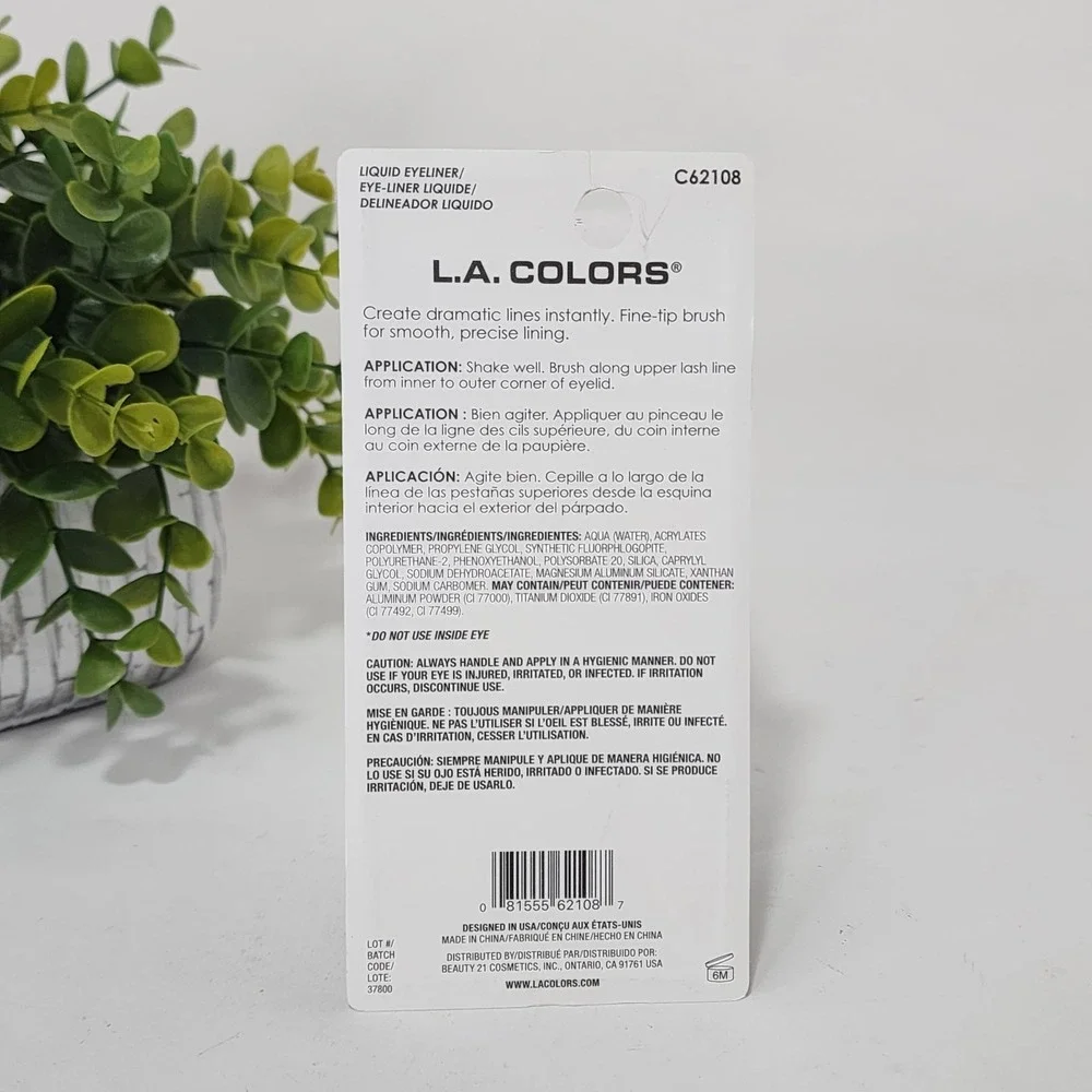 L.A. COLORS Liquid Eyeliner Shimmer Silver C62108 Fine Tip Brush New